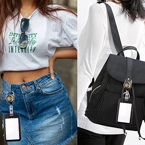 Id Badge Holder With Retractable Reel Clip, Moon & Sun Badge Card Protector Hard Vertical, Heavy Duty Retractable Keychain For Name Badge Clip Office Work Nurse Student Teacher Women Men #TOP1