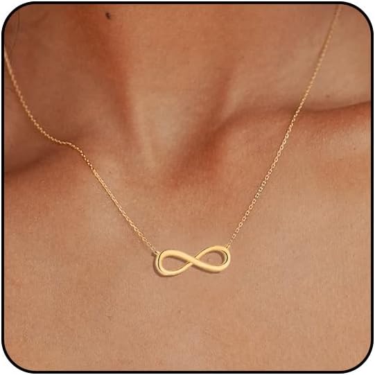 Sora Tuki Dainty Necklace Silver Heart Necklaces for Women Infinity Necklace Karma Interlocking Circle Necklace Simple Gold Necklace Dainty Silver Necklace for Women Trendy