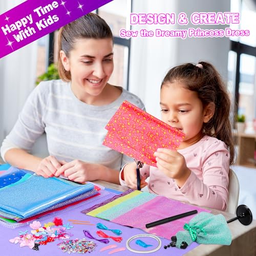 MINIFUN 800+Pcs Fashion Designer Kit for Girls, Sewing Kit with 4 Mannequins, DIY Arts and Crafts Kit for Kids, Doll Clothes Making Kit, Girl Toys for Age 6 7 8 9 10 11 12 Year Old Gifts