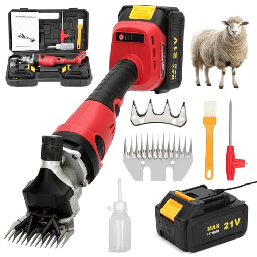 Upgraded Cordless Electric Sheep Shears - 3000mAh Brushless Motor 2000RPM 6-Speed Adjustable Clippers for Goats Heavy Duty Rechargeable Grooming Tool with High Hardness Blade & Safety Pressing Claw