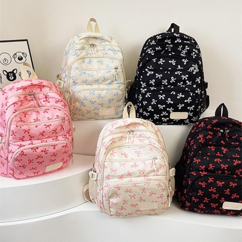 Bow Backpack 3Pcs Set, Cute Kawaii Bow Backpack, Cute Backpackset Large Capacity with Built-in Organizer (white)4