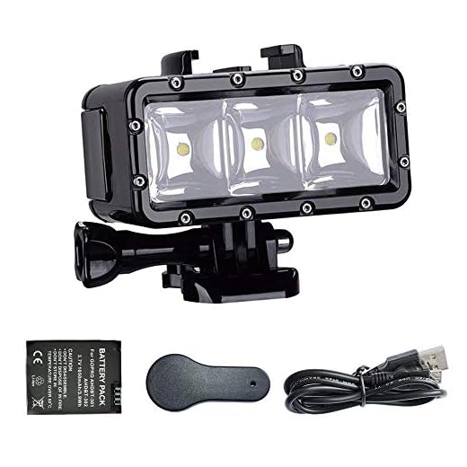 Suptig Luz LED de Alta Potencia, Regulable, con Doble bater Iacute;a Recargable, Impermeable, para Buceo o como luz Nocturna para GoPro Hero10/Hero 9/Hero 8/Hero7/Hero 6/5/5S/4/4S/3+/3/2