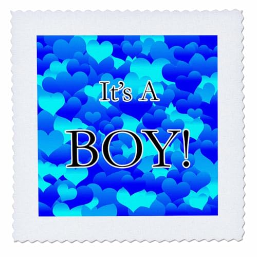 22x22 inch Quilt Square - Its a boy with a Sweet Blue Heart Background Baby - Its A Boy