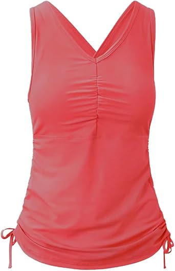 UV SKINZ Womens Swim Tankini Modest Tankini Top with Built-in Bra, UPF 50+ Sun Protection & Flattering Ruched Sides
