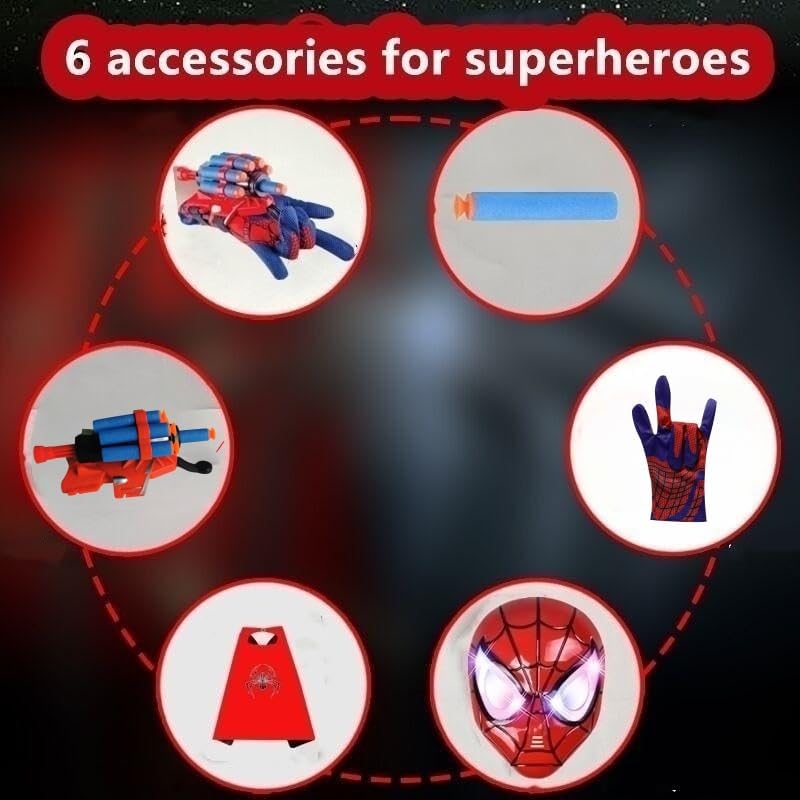 Miniatura 4 de Superherotoys para niños de 4 a 10 años, lanzadores de tela y máscaras, lanzador de plástico para muñeca, ropa de superhéroe para niños, juguetes