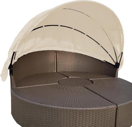 SWFEMWS Round Canopy Cover for 84" Outdoor Daybeds, Water-Resistant & UV-Resistant, Easy Installation with Hook and Loop Straps, Fits Wicker Sunbeds, No Tools Needed, (Off-White)