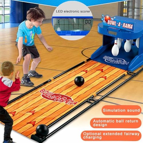 Electric Bowling Machine for Kids & Adults - Automatic Reset, LED Scoreboard, Lighting Effects, Simulation Sound, Fun Indoor Game for Family Entertainment, 3.5M Length