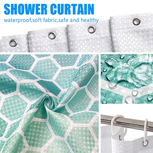 Shower Curtain 𝟳𝟮"𝘅𝟳𝟮" 𝗢𝗺𝗯𝗿𝗲 Geometric, Waterproof Polyester Weighted Thickened Shower Curtains For Bathroom, Washable, Quick Dry, Fabric Shower Curtain With 12 Metal Hooks &12 Plastic Hooks #TOP3