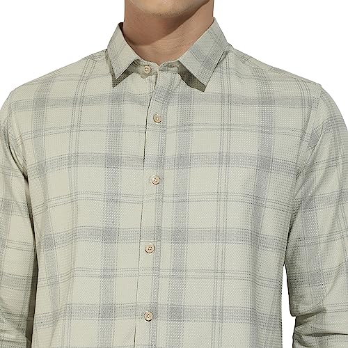 Image of CAHOOT Men's Button Up Regular Fit Shirt for Casual Wear | Regular Sleeve | Spread Collar | Button Closure | Shirts Crafted with Comfort Fit for Everyday Wear