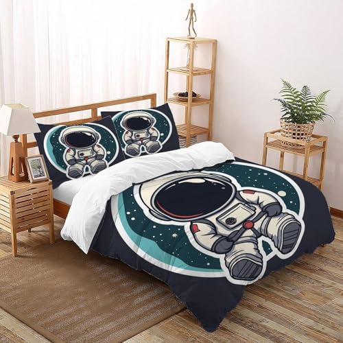 Housse de couette cosmic sky 200x200 microfibre avec 2 taies d'oreiller