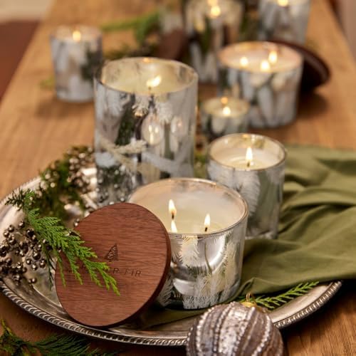 Thymes Frasier Fir Candles - Statement Collection - Silver with Pine Needle Design - Scented Candles for Home Decor - Notes of Siberian Fir Needles, Cedarwood & Sandalwood - Medium Luminary (20 oz) - Thumbnail 5