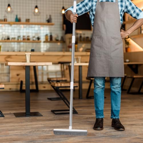volumoon Gummibesen mit Stiel, Besen Gummiborsten mit Abzieher, Weicher Besen, Kehrbesen, Bodenbürste für Innenbereich, für Teppich Böden Entfernen HaustierHunde Katzen Tiere Haare – Bild 8
