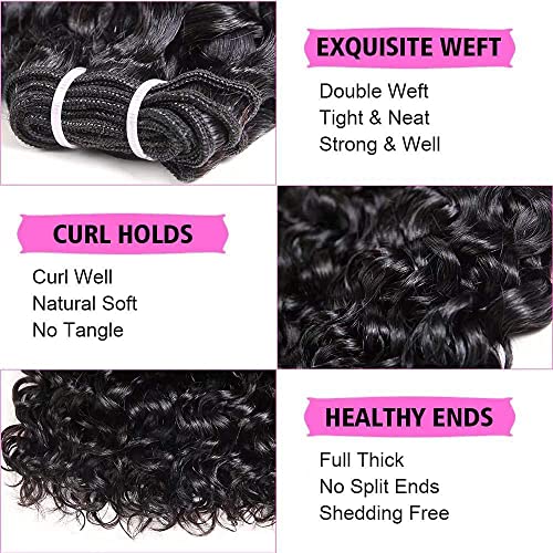 Sexycat Deep Curly Human Hair Bundles 8 8 8 Inch 100% Unprocessed Brazilian Virgin Hair Extensions Water Wave Weave Bundles Human Hair Natural Color - Image 4