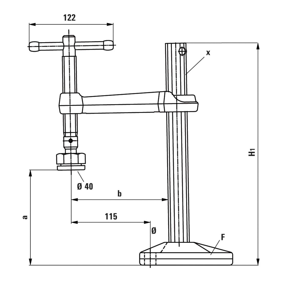 BESSEY Maschinentischspanner BSG21-14, Spannweite 210 mm Ausladung 140 mm, Zur Befestigung auf Tischen und Vorrichtungen, Gewicht 3,22 Kg