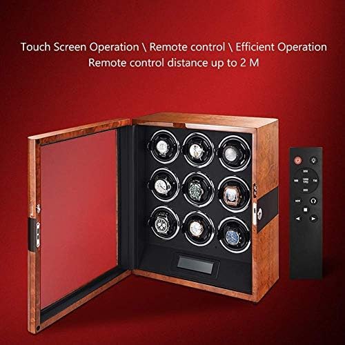 FENOKD Mechanical Watch Shaker Wooden Automatic Watch Winder Box, LED Screen and Adjustable Watch Pillows, with Remote Control, Quiet Motor and 3 Watch Stora