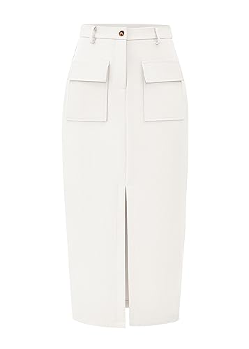 KIRUNDO Midi Skirts for Women Spring Summer High Waisted Cargo