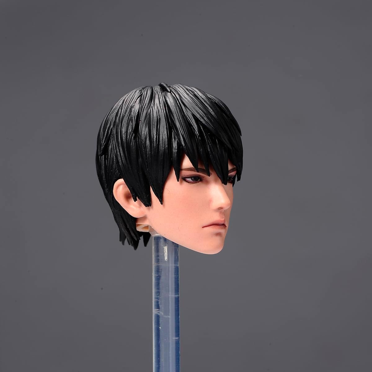 Fremego 1/6 Scale Male Head Sculpt,Asian Male Plastic Hair Head Carved Carving for 12inch Soldier Action Figure Collection