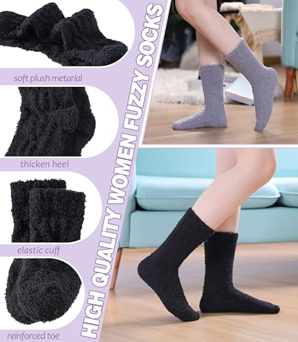Image of Womens Fuzzy Socks Cozy Fluffy Slipper Soft Winter Warm Home Sleeping Christmas Socks