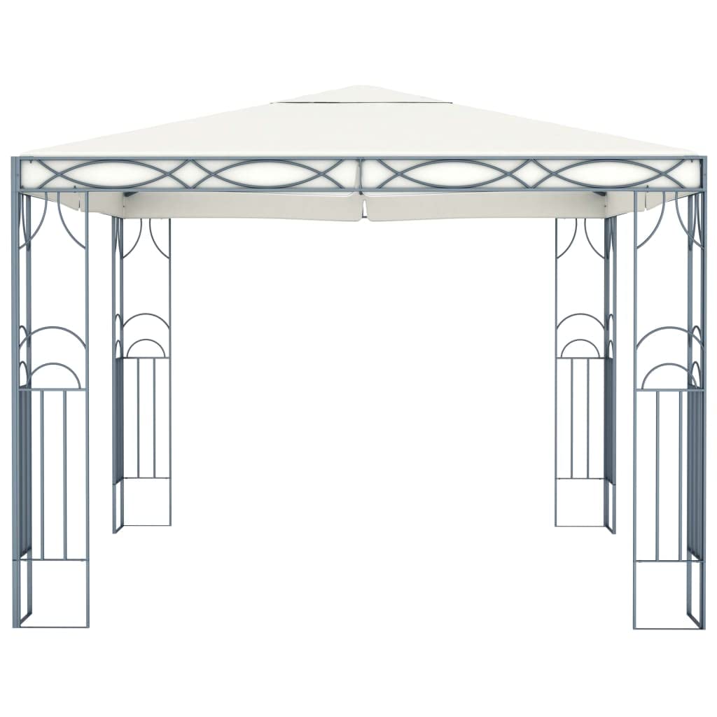 Pawilon ogrodowy 300 x 300 cm, kremowo-biały, z łańcuchem świetlnym LED, stalowym stelażem, poliestrowym dachem, składany, na taras, balkon, festiwal, wesele, grillowanie, imprezę w ogrodzie