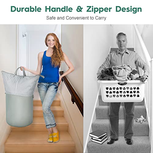 Mulisoft Large Laundry Hamper 90L, Foldable Laundry Basket With Handles And Zipper, Adjustable Clothes Hamper For Bedroom, Dorm, Baby Room, Collapsible Laundry Hamper For Clothes Storage, Toys #TOP6