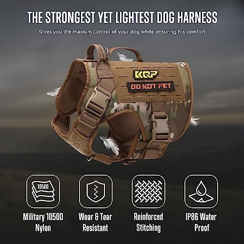 Miniatura 2 de Arnés táctico para perro, arnés para perro sin tirones, chaleco militar con clips metálicos ajustables, arnés para perros grandes, medianos y