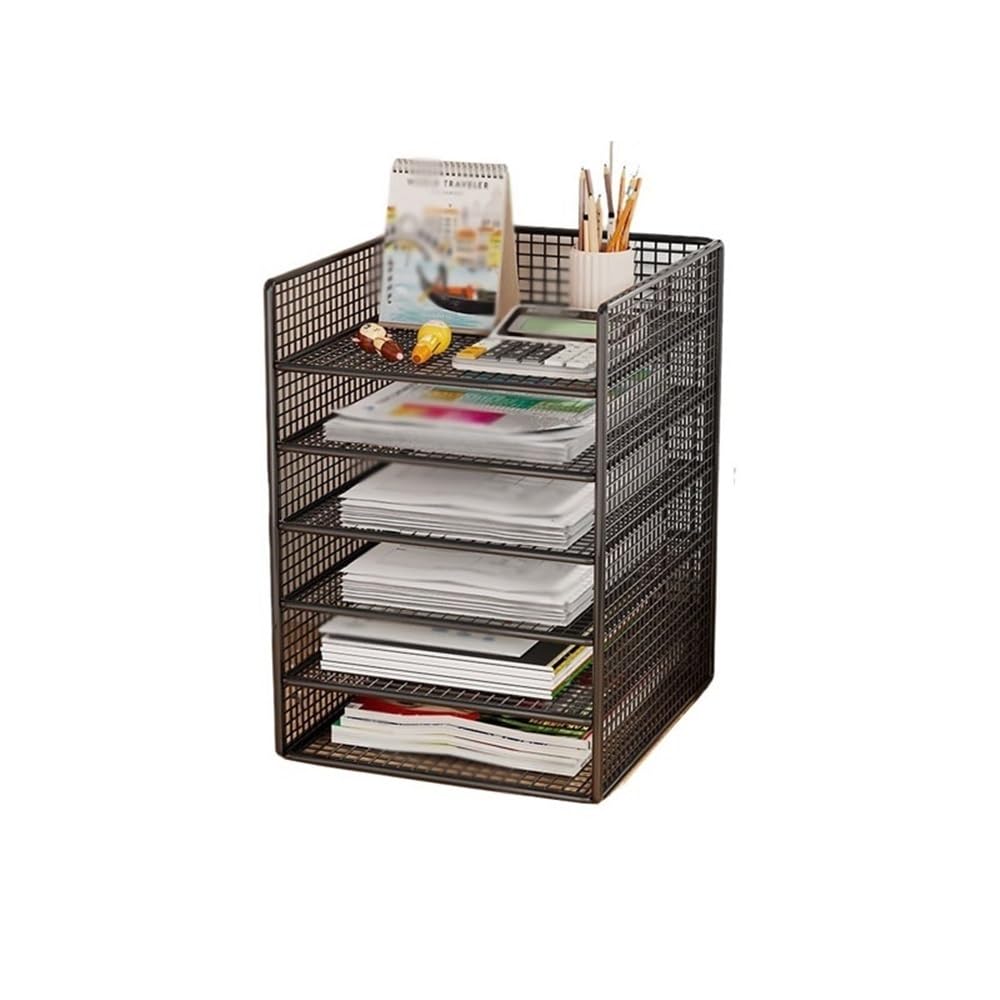 FZL02068LM Paper Organizers 6 Tier Letter Tray Office Desk Paper Organizer File Trays, Desktop Holder for Office Trays(Black)