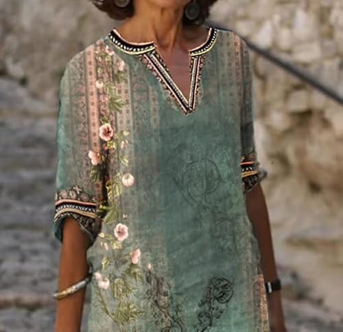 Ts Summer Casual Dresses For Women 2023 Long Half Sleeve Ethnic Boho Dress For Teens Girls Vacation Beach Green #TOP2