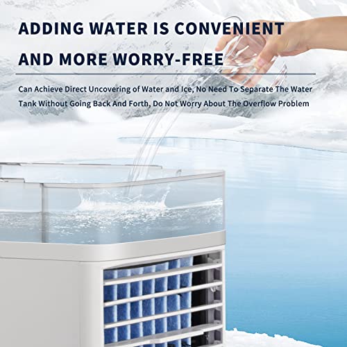 Portable Air Conditioner, 4 in 1 Portable AC, 3 Speeds Portable Room Air Conditioner,With Misting Function, Continuous Humidification, With USB Charging Cable(300ml)