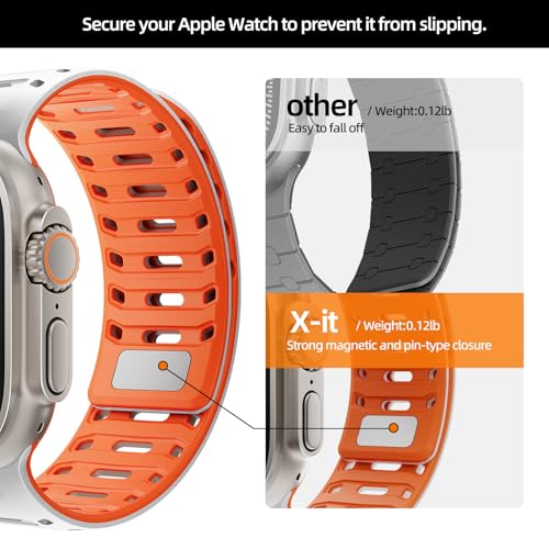 Image of X-it Magnetic Watch Band for Apple Watch Ultra 49mm, 46mm /45mm /44mm, Silicone Sport Strap with Strong Magnet for Men and Women, Compatible with Apple Watch Series 11 /10 /9 /8 /7 /6 /5 /4 /3 /2 /1 and SE
