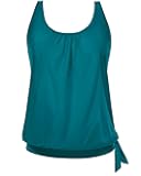 Womens Blouson Tankini Top Only Loose Fit Swim Top No Bottom Modest Swimsuit