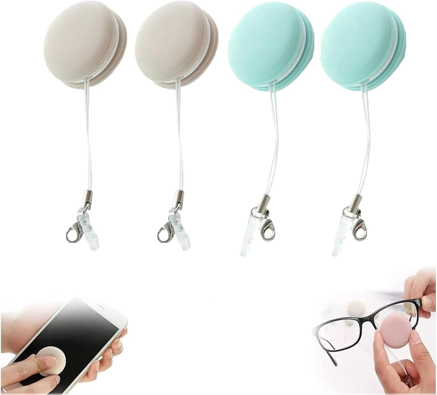 QQZIZHPI Screen glasses brush, mobile phone screen wipe cloth, creative and cute mobile phone screen wipe cloth, camera lens wipe cleaning tool pendant