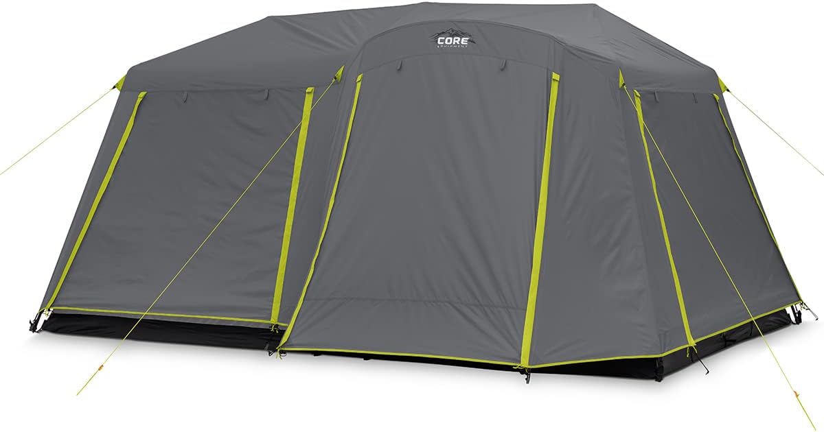 CORE 9 Person Instant Cabin Tent with Full Rainfly with Footprint and Tent Kit