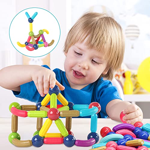 Huaker 88 Piece Magnetic Balls And Rods Set,Magnetic Building Toys Colorful Diy Stem Building Blocks Sticks For Ages 3+ Year Old Children Boy Girl Educational Construction Toy #TOP5