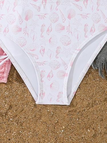 Image of COZYEASE Girls' 3 Piece Set Floral Print Bikini Swimsuit with Drawstring Beach Skirt Cute Ruched Bathing Suit