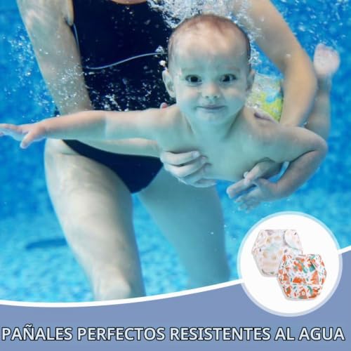 Miniatura 6 de Scjjz Pañales Bañadores De Tela,Pañales Impermeables De Algodón Puro Para Bebés Y Niños Pequeños Pañales De Tela Ajustables Con Múltiples Botones 2 Piezas