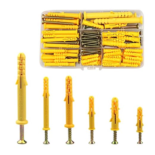 Juego surtido de 150 tacos de pared y tornillos para ladrillo, mampostería, pernos de anclaje de tubería de expansión de plástico (M6/M8/M10), se utilizan para fijar marcos de fotos, enchufes,