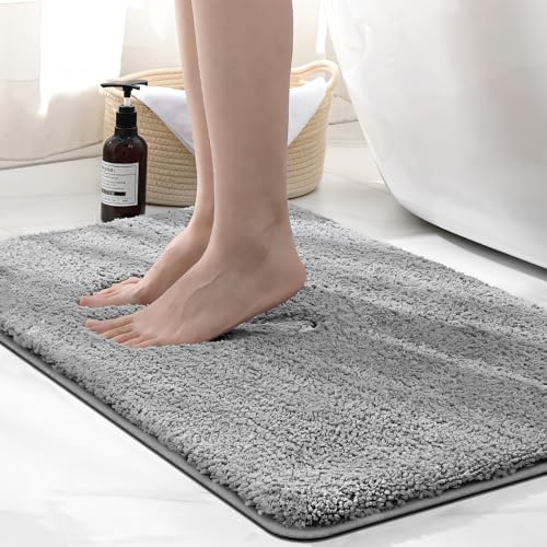 wyewye Alfombra de baño de microfibra, 2 cm, superabsorbente, 50 x 80 cm, color gris