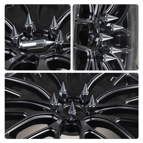 Image of SINGARO 20PCS M12X1.5 Wheel Lug Nuts, Cap Spiked Extended Tuner 60mm Aluminum Wheels Rims Lug Nuts (Gray)