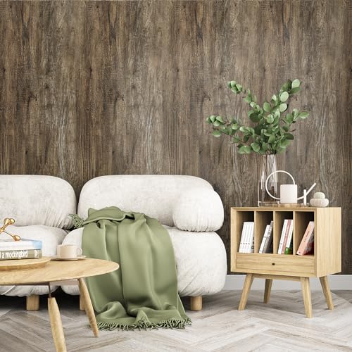 Papel de contacto de madera marrón claro para encimeras y pared VEELIKE 8