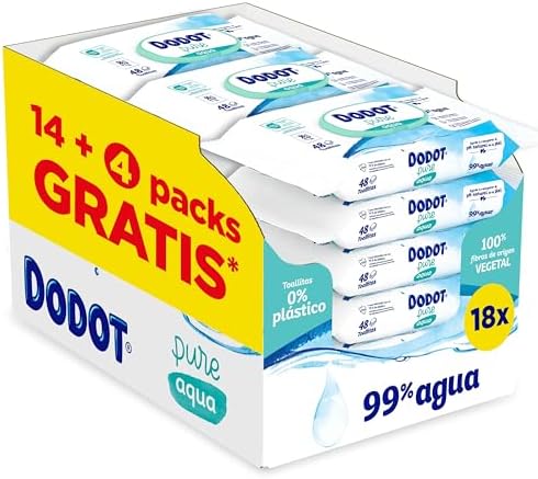 Dodot Toallitas Pure Aqua Para Bebé, 864 Toallitas (18 Packs de 4...