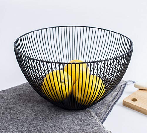 Yesland Wire Fruit Basket, Metal Round Black Fruit, Egg, Vegetable and Bread Storage