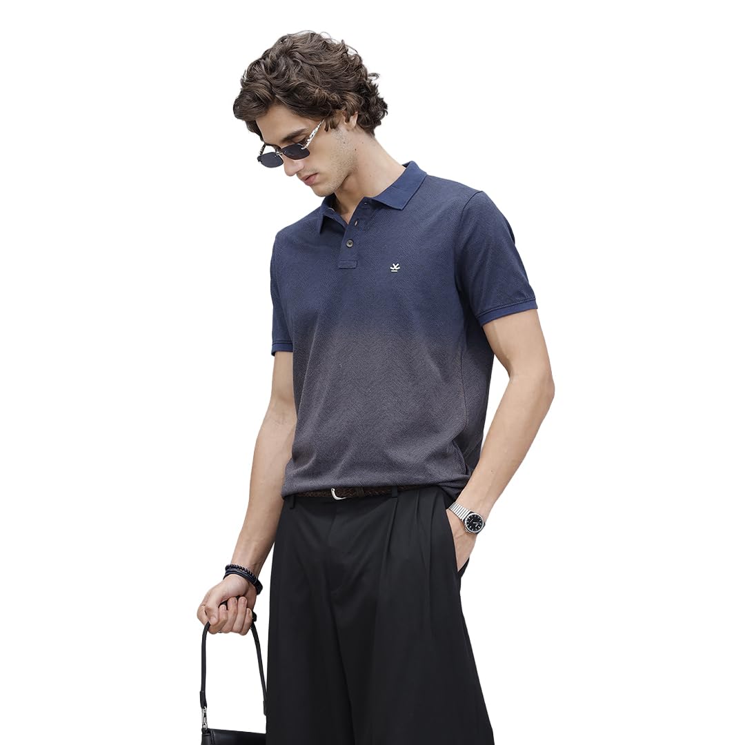 wrogn Men's Cotton Blend Polo T-Shirt | All-Over Ombre Pattern | Slim Fit-picture-26