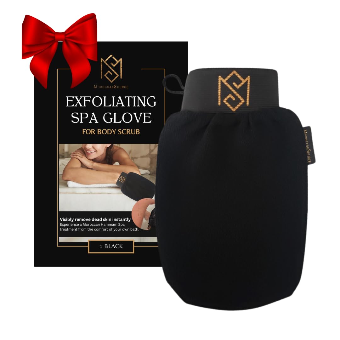 MS Exfoliating Bath Glove for Body Scrub (Kessa mitt) - PACK OF 1 - Dead Skin Remover and Deep Pore Cleanser - Gentle Viscose Fiber - by MoroccanSource