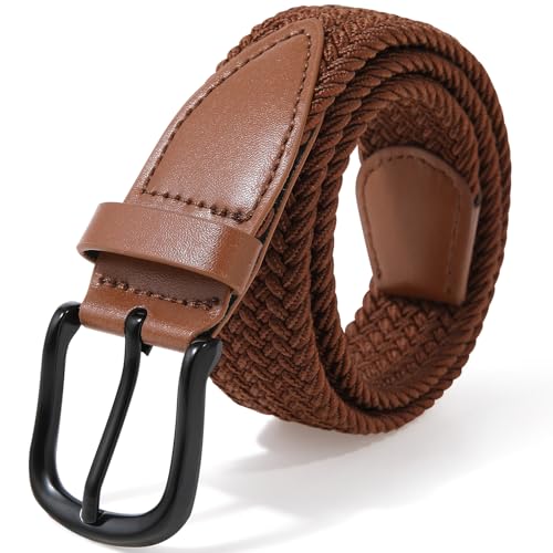 Kajeer Boy Belt Stretch Braided Pin Buckle Elastic Woven Kids Golf Belt for Boys Girls (Small Brown)