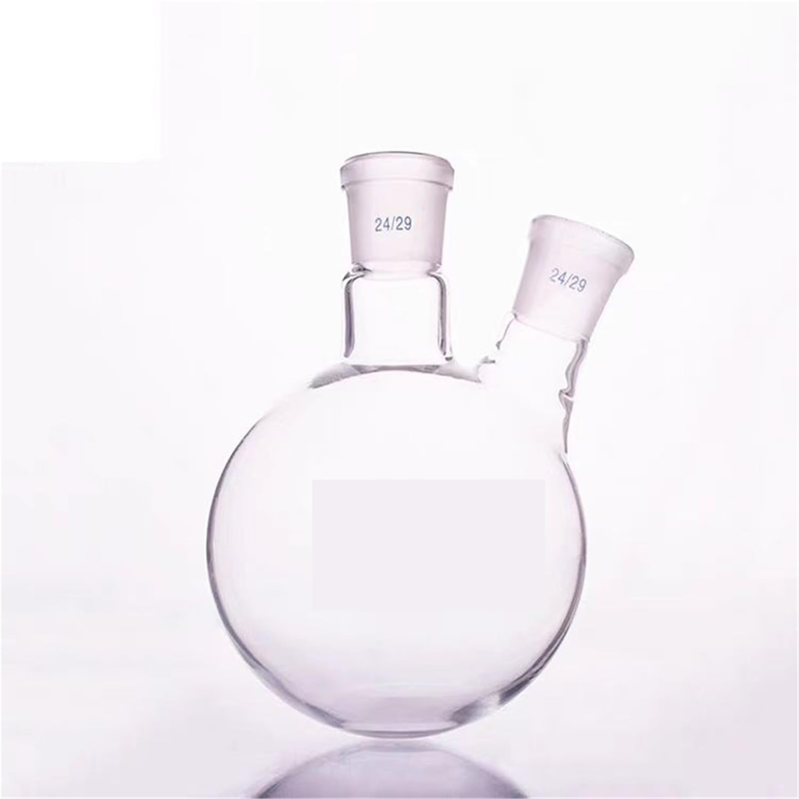 Matraz aforado de borosilicato, Matraz de destilación de Vidrio de Laboratorio de Fondo Redondo de Doble Cuello, Inclinado/Recto, de 50 ml a 2000 ml, 1 Unidad(50ml 24x24)