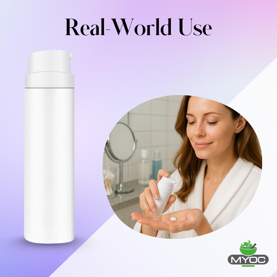 MYOC White Airless Bottle Set with White Pump| 4 Bottles | 30ml | Leak-Proof & Precise Dispensing | Ideal for DIY Beauty & Skincare 2