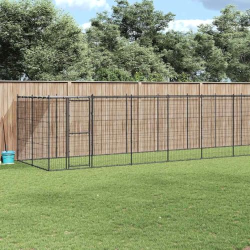 Stahl Hundezwinger überdacht 21, großer Hundezwinger mit Dach Stahl, 78 m² Outdoor- Hundezwinger mit Überdachung