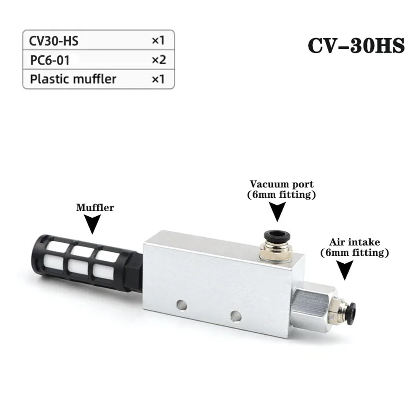 CV generador de vacío presión neumática CV-10HS 15 20 25 30 válvula de Control negativo integrada 1 Uds(CV-30 w 6 Fitting)