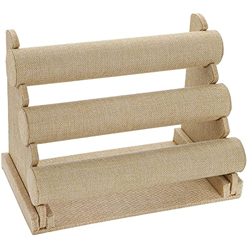 Okllen 3-stufiger Armbandhalter, Schmuckorganizer, Armbandständer, abnehmbarer Schmuckhalter für Uhren, Halsketten, Ohrringe, Haarbänder, Leinen Cover