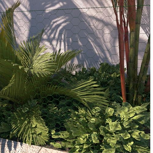 Sechskantgeflecht 25m - 50cm hoch - Gartenzaun Maschendraht - Maschenweite 25mm Drahtgitter Zaun - PVC-beschichtetes Grün Kaninchendraht Hühnerdraht Kleintier Volierendraht Tiergehege für Gartenzaun